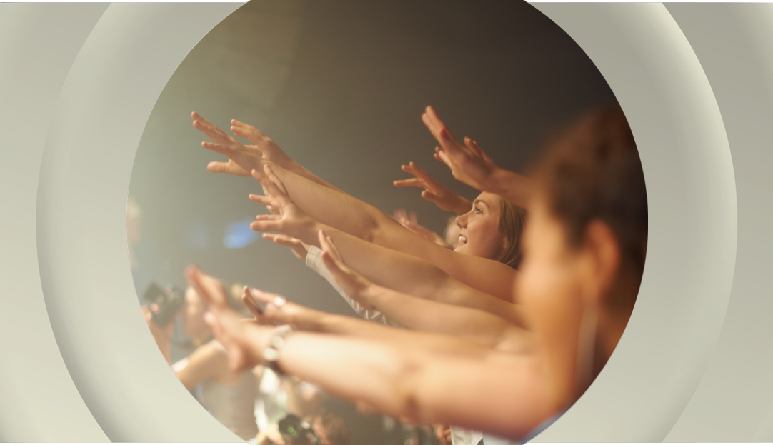 Audience cheering at a concert